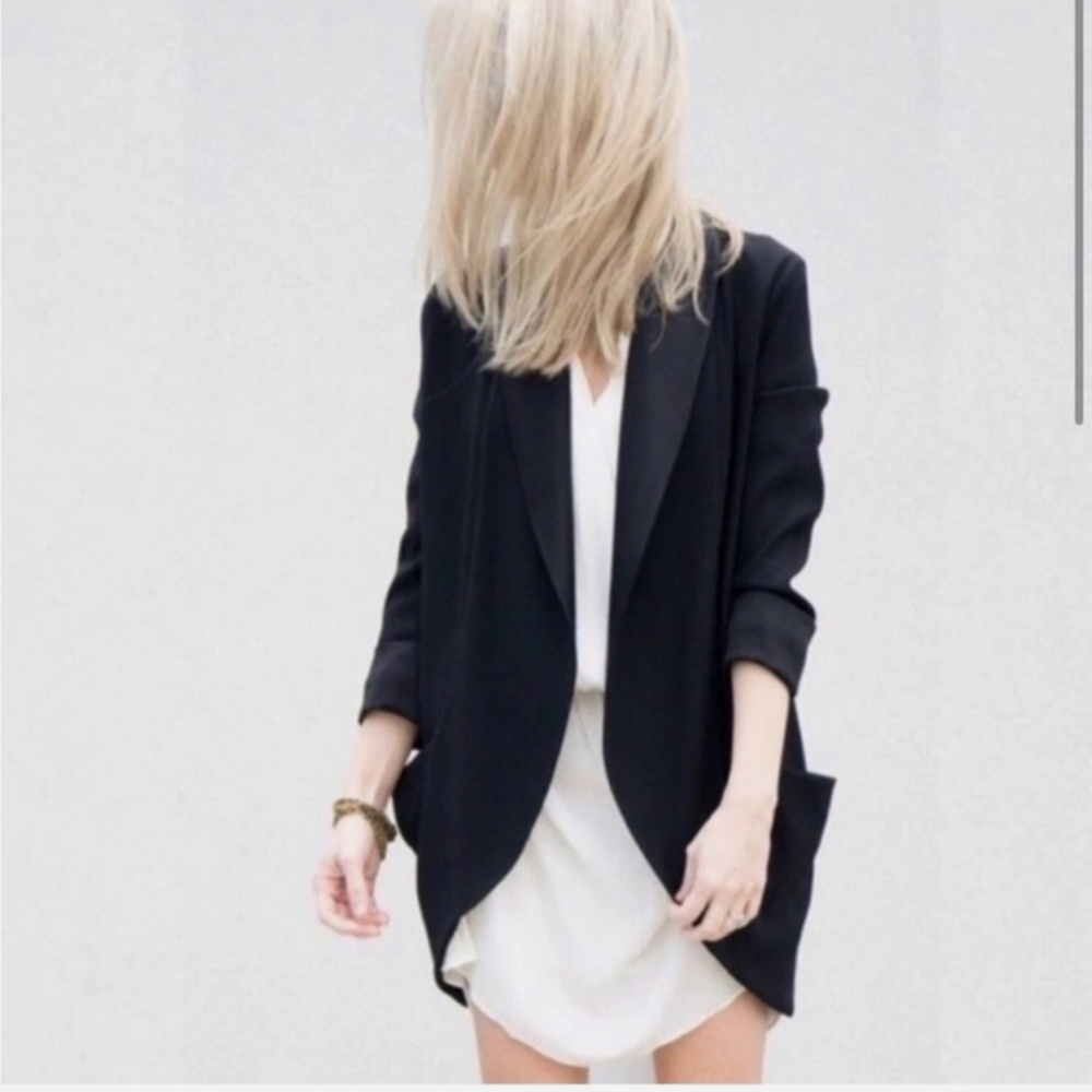 Aritzia Wilfred Chevalier Black Open Front Blazer